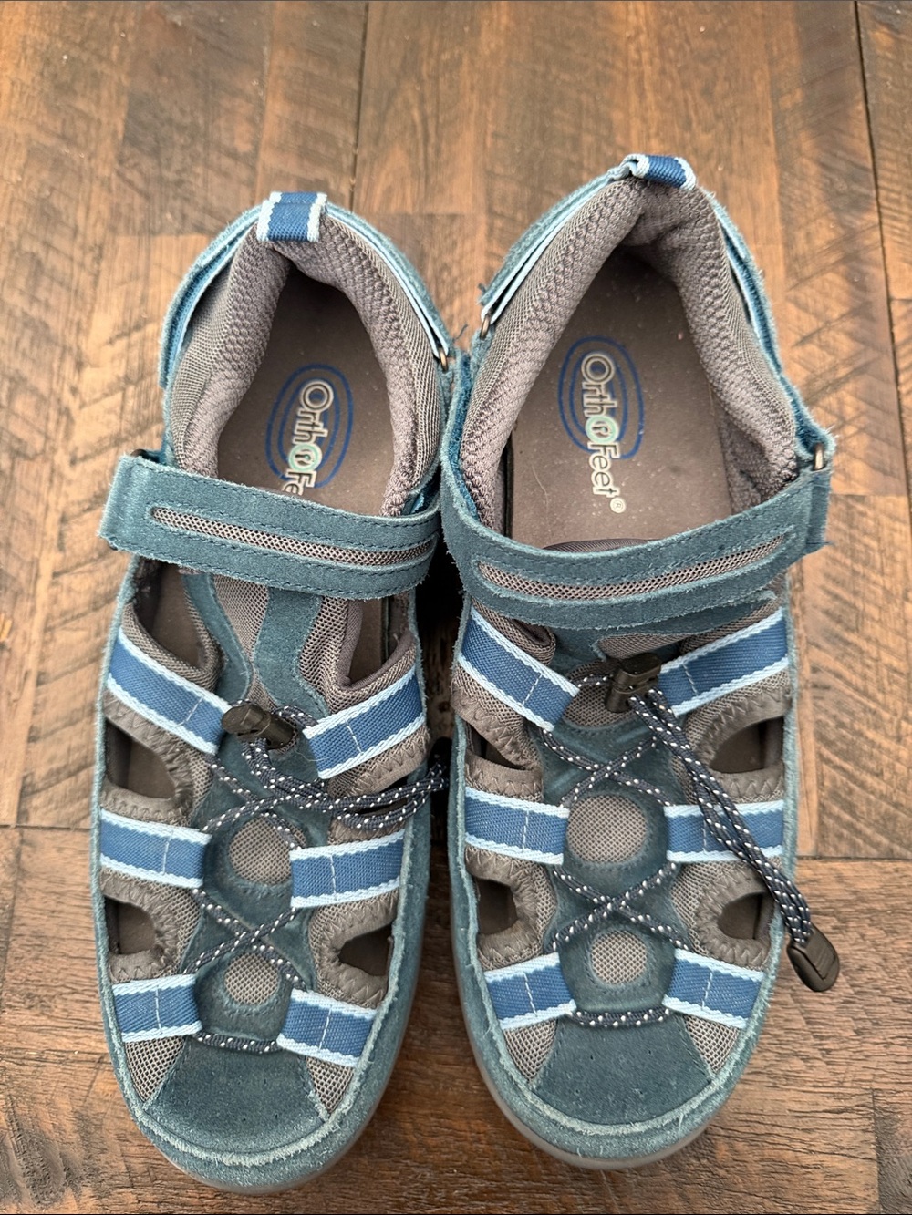 OrthoFeet Women's Blue Athletic Sandal with Adjustable Straps